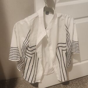 SHEIN White and Black Button Down Shirt